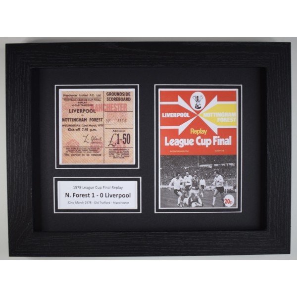 1978 League Cup Final Photo Ticket Display Football Programme Nottingham Forest Framed Perfect Gift Memorabilia