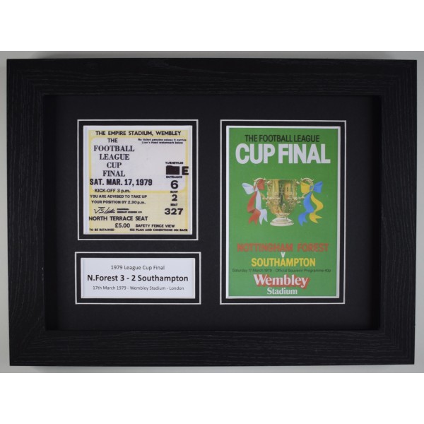 1979 League Cup Final Photo Ticket Display Football Programme Nottingham Forest Framed Perfect Gift Memorabilia