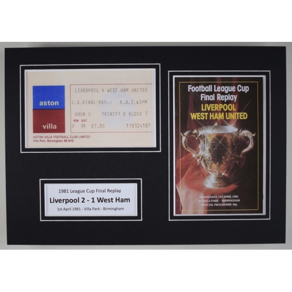 1981 League Cup Final A4 Photo Match Ticket Display Football Programme Liverpool Perfect Gift Memorabilia