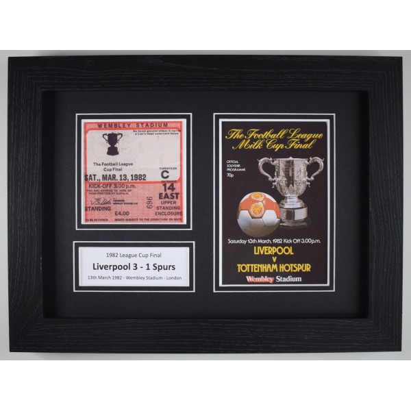 1982 League Cup Final A4 Photo Match Ticket Display Football Programme Liverpool Framed Perfect Gift Memorabilia