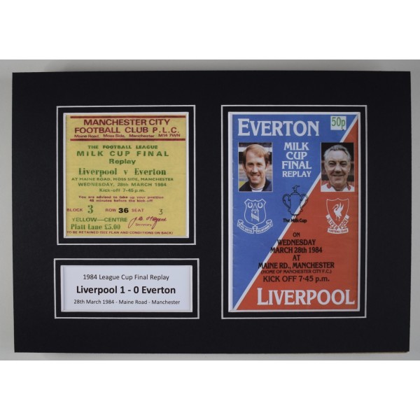 1984 League Cup Final A4 Photo Match Ticket Display Football Programme Liverpool Perfect Gift Memorabilia