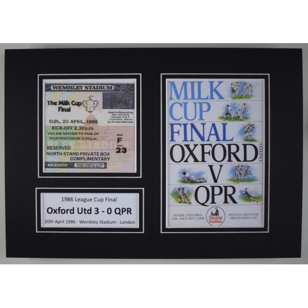 1986 League Cup Final A4 Photo Match Ticket Display Football Programme Oxford Perfect Gift Memorabilia