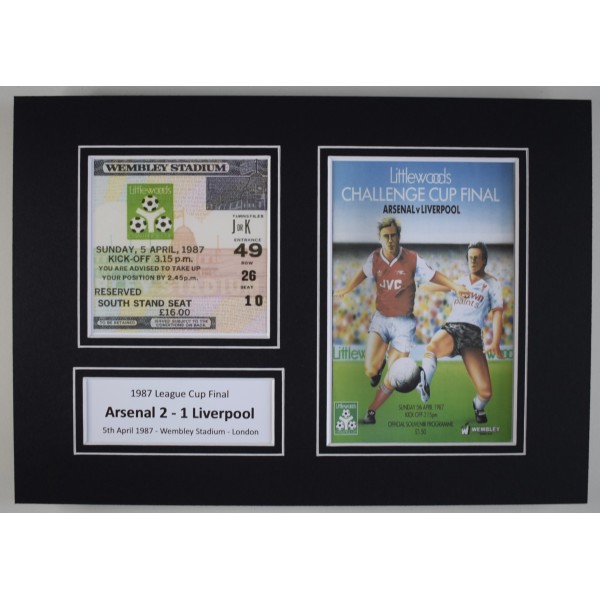 1987 League Cup Final A4 Photo Match Ticket Display Football Programme Arsenal Perfect Gift Memorabilia