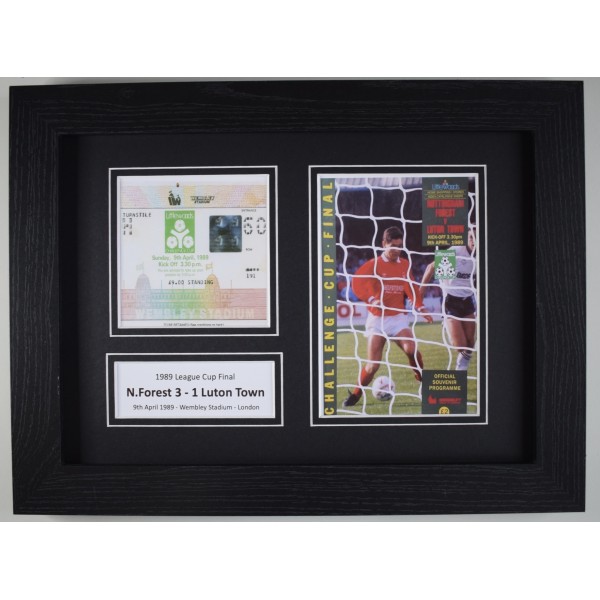 1989 League Cup Final Photo Ticket Display Football Programme Nottingham Forest Framed Perfect Gift Memorabilia