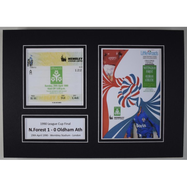 1990 League Cup Final Photo Ticket Display Football Programme Nottingham Forest Perfect Gift Memorabilia