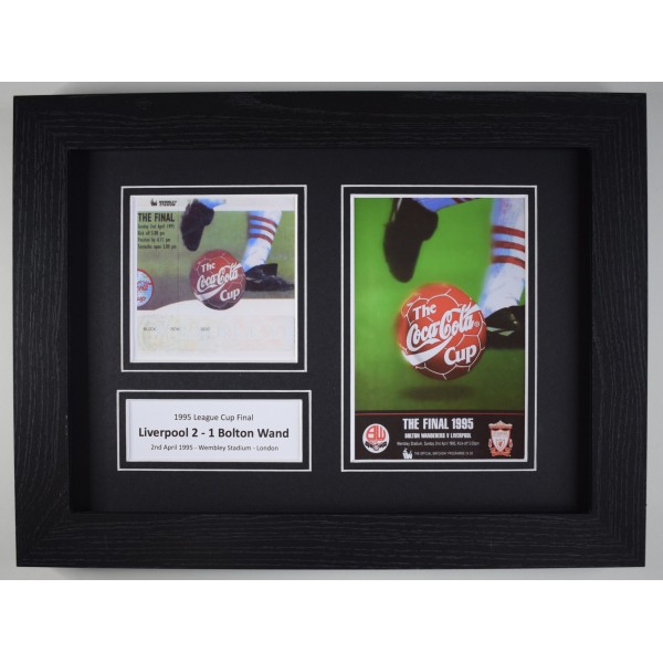1995 League Cup Final A4 Photo Ticket Display Football Programme Liverpool Framed Perfect Gift Memorabilia