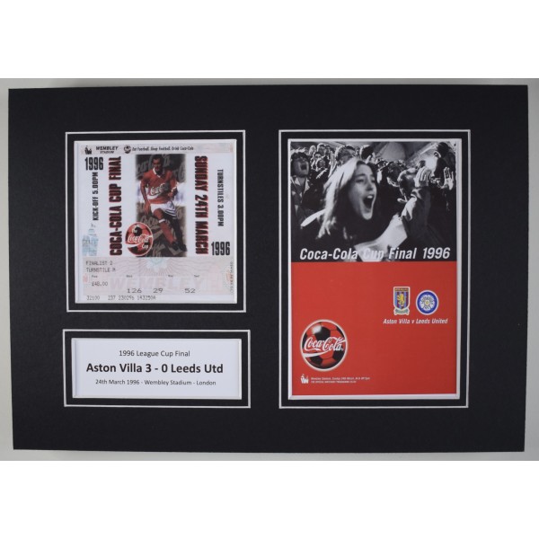 1996 League Cup Final A4 Photo Ticket Display Football Programme Aston Villa Perfect Gift Memorabilia