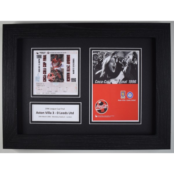 1996 League Cup Final A4 Photo Ticket Display Football Programme Aston Villa Framed Perfect Gift Memorabilia