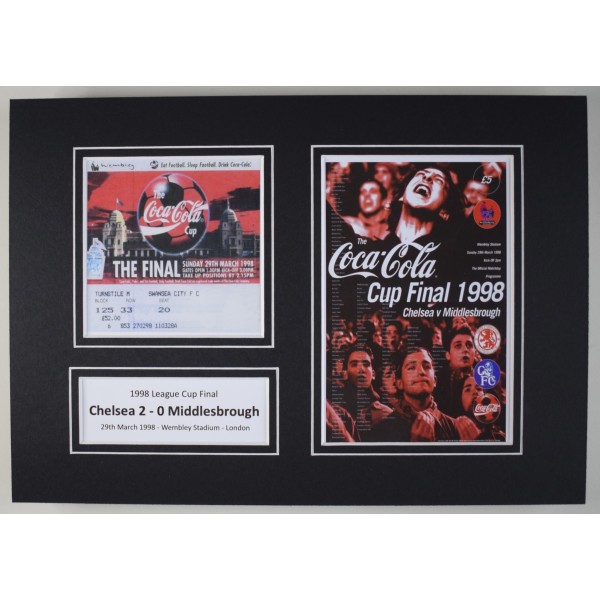1998 League Cup Final A4 Photo Match Ticket Display Football Programme Chelsea Perfect Gift Memorabilia