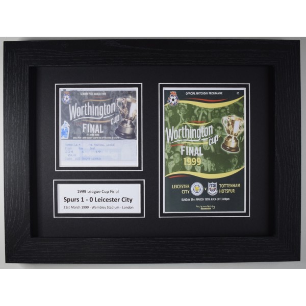 1999 League Cup Final A4 Photo Match Ticket Display Football Programme Spurs Framed Perfect Gift Memorabilia