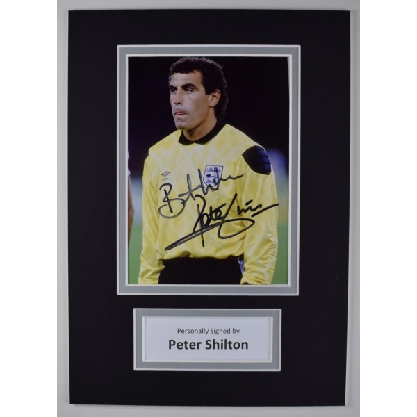 Peter Shilton Signed Autograph A4 photo display England Football Goalkeeper COA AFTAL Perfect Gift Memorabilia	