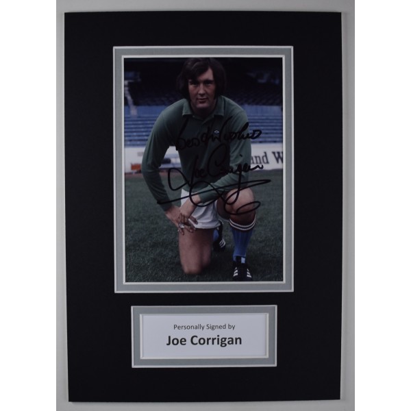 Joe Corrigan Signed Autograph A4 photo display Man City Football COA AFTAL Perfect Gift Memorabilia	