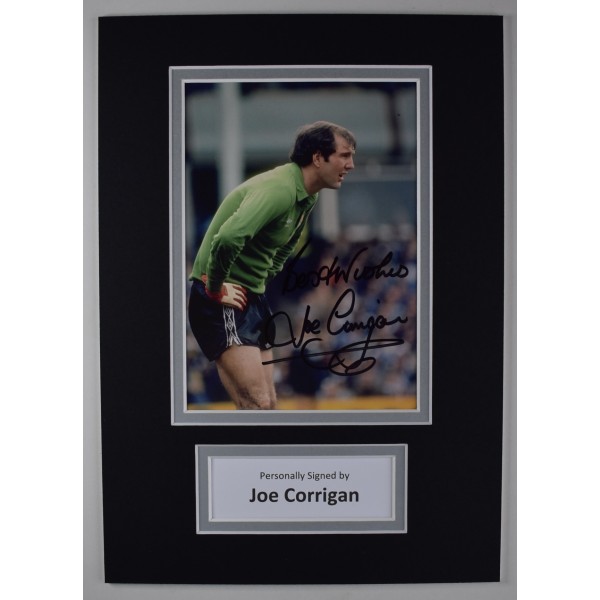 Joe Corrigan Signed Autograph A4 photo display Man City Football COA AFTAL Perfect Gift Memorabilia	