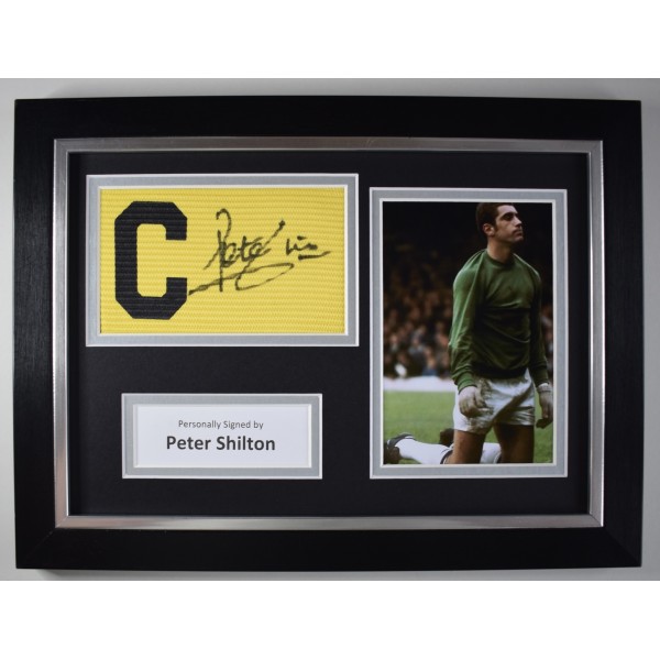 Peter Shilton SIGNED FRAMED Captains Armband Autograph Photo Display Leicester AFTAL Perfect Gift Memorabilia	