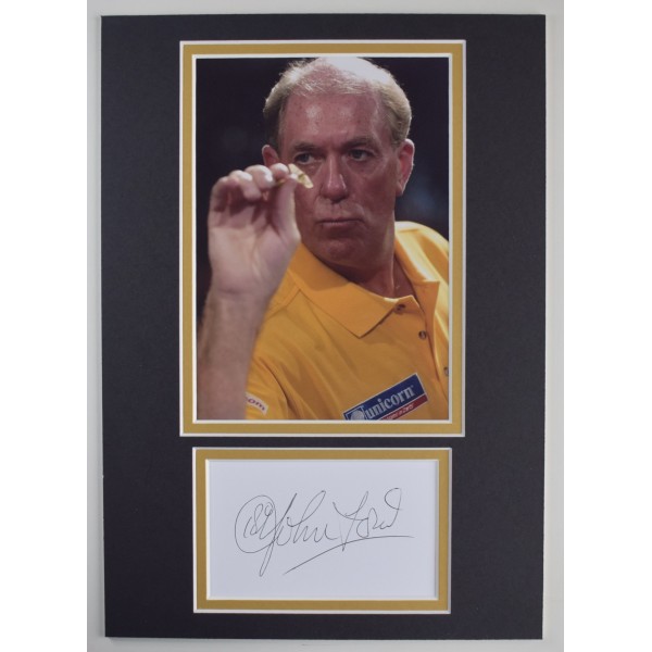 John Lowe Signed Autograph A4 photo display Darts Champion Sport COA AFTAL Perfect Gift Memorabilia	