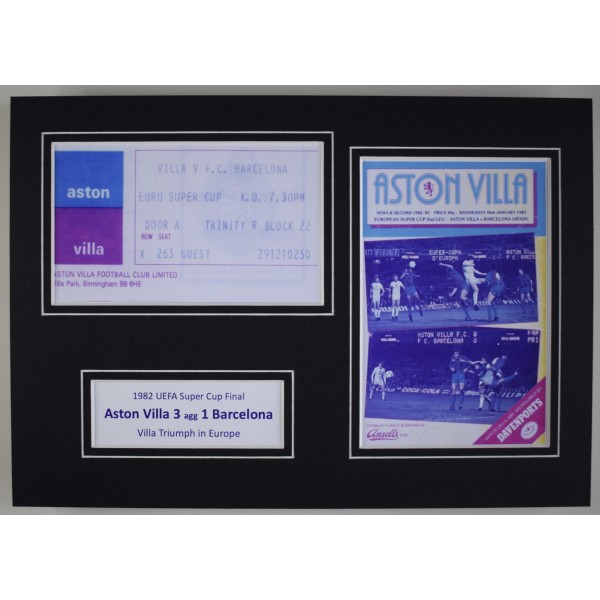 1982 Super Cup Final A4 Photo Ticket Display Football Programme Aston Villa Perfect Gift Memorabilia
