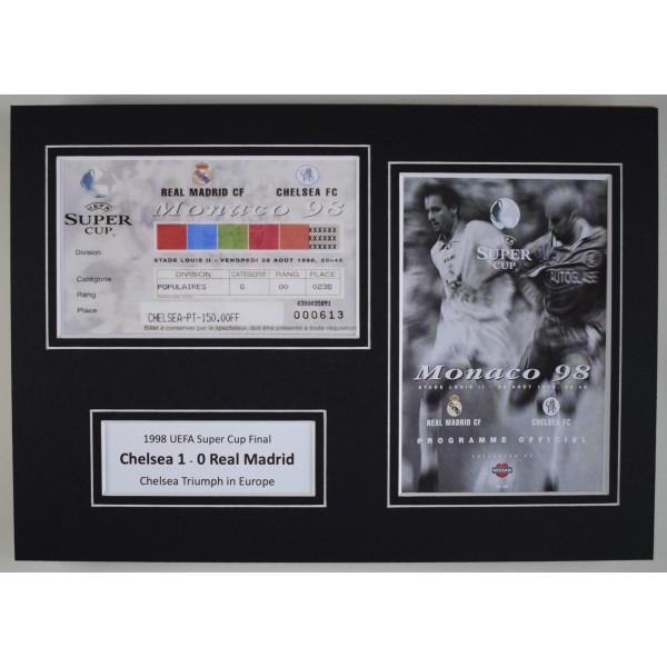 1998 Super Cup Final A4 Photo Match Ticket Display Football Programme Chelsea