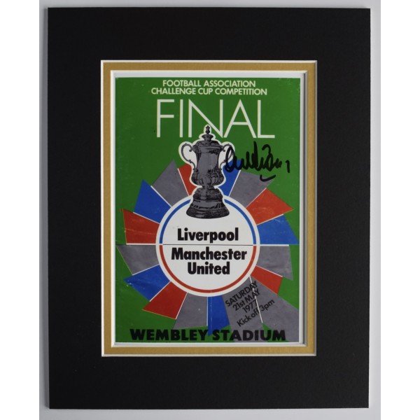 Alex Stepney Signed Autograph 10x8 photo display Man Utd Football COA FA Cup 1977 AFTAL Perfect Gift Memorabilia	