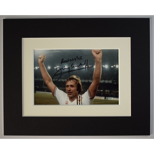 Jimmy Greenhoff Signed Autograph 10x8 photo display Man Utd Football COA AFTAL Perfect Gift Memorabilia