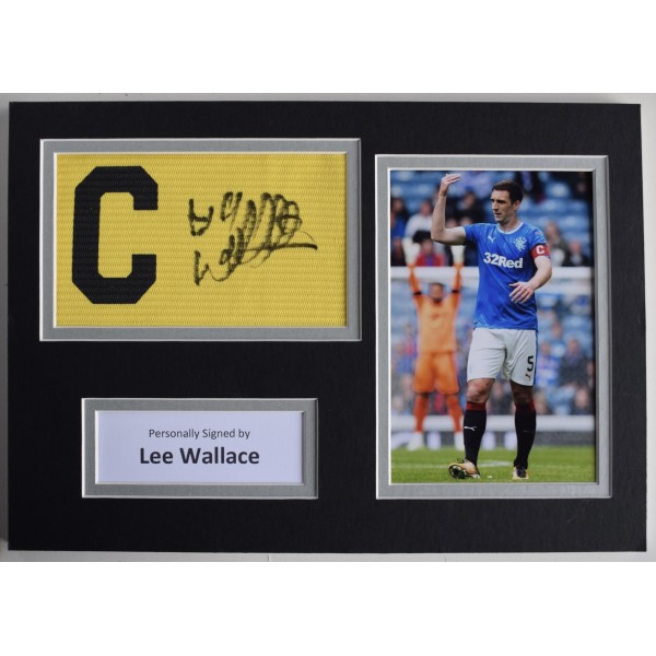 Lee Wallace Signed Captains Armband A4 photo display Rangers Football COA AFTAL Perfect Gift Memorabilia		
