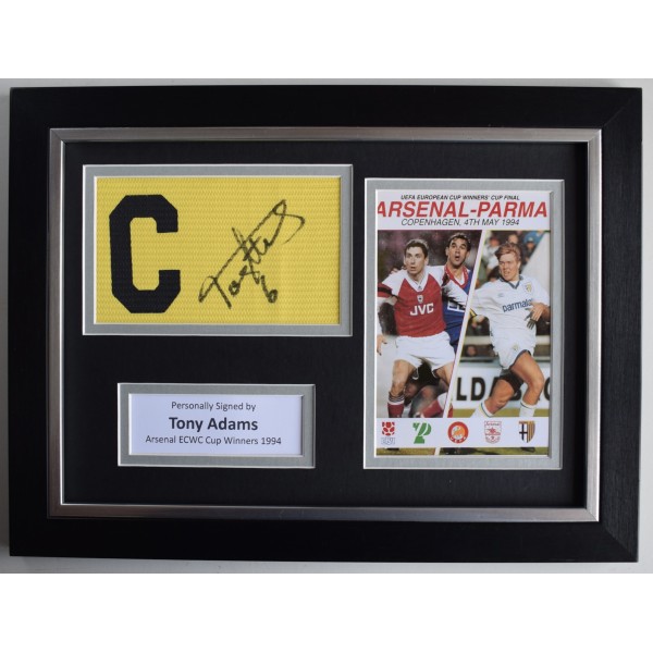 Tony Adams Signed Framed Captains Armband A4 photo display Arsenal ECWC 1994 COA AFTAL Perfect Gift Memorabilia		