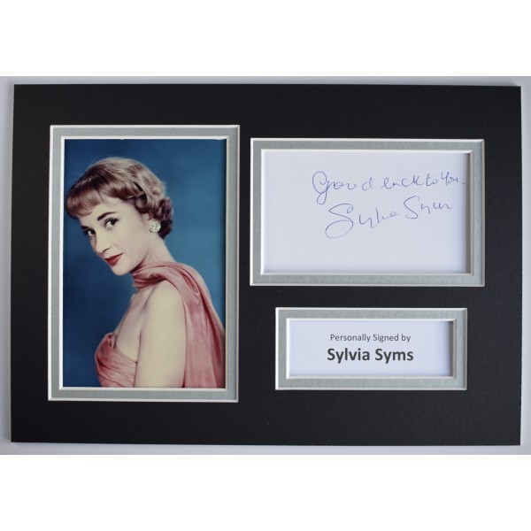 Sylvia Syms Signed Autograph A4 photo display TV Film Actress COA AFTAL Perfect Gift Memorabilia		