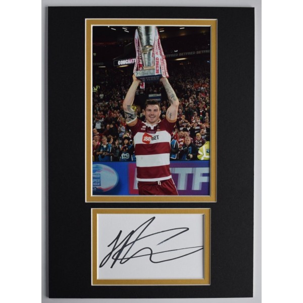 John Bateman Signed Autograph A4 photo display Wigan Warriors Rugby League AFTAL Perfect Gift Memorabilia		