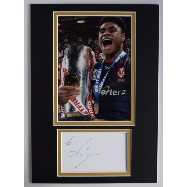 Kevin Naiqama Signed Autograph A4 photo display St Helens Rugby League COA AFTAL Perfect Gift Memorabilia