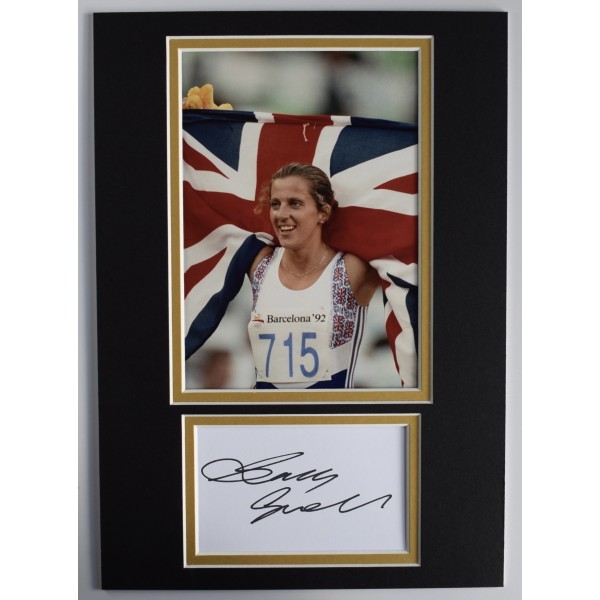 Sally Gunnell Signed Autograph A4 photo display Olympic Hurdles COA AFTAL Perfect Gift Memorabilia