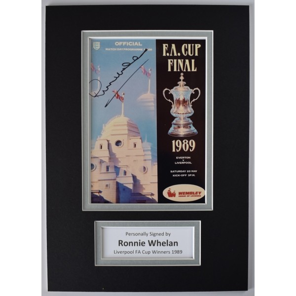 Ronnie Whelan Signed Autograph A4 photo display Liverpool FA Cup Final 1989 COA AFTAL Perfect Gift Memorabilia	
