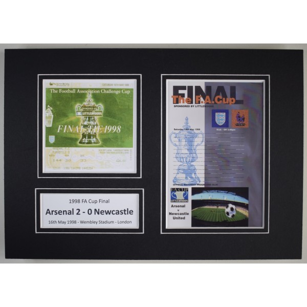 1998 FA Cup Final A4 Photo Ticket Display Football Programme Arsenal Perfect Gift Memorabilia