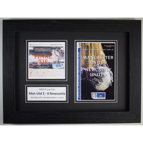 1999 FA Cup Final A4 Photo Ticket Display Football Programme Manchester United Framed Perfect Gift Memorabilia