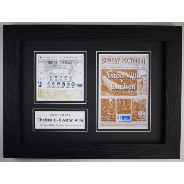 2000 FA Cup Final A4 Photo Ticket Display Football Programme Chelsea Framed Perfect Gift Memorabilia