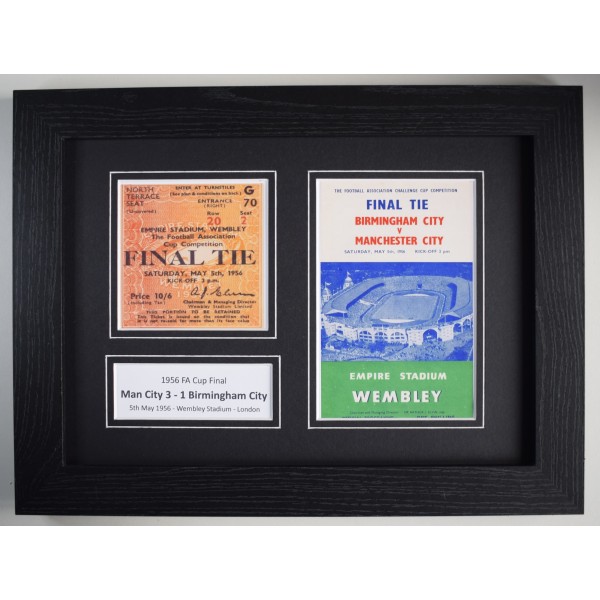 1956 FA Cup Final A4 Photo Ticket Display Football Programme Manchester City Framed Perfect Gift Memorabilia