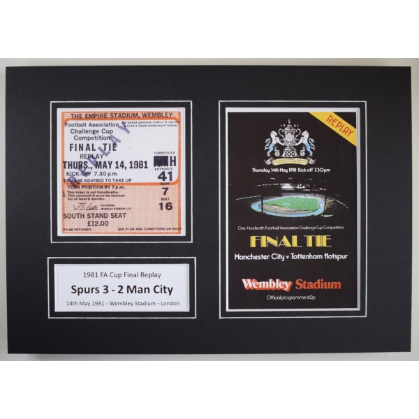 1981 FA Cup Final A4 Photo Ticket Display Football Programme Tottenham Hotspur Perfect Gift Memorabilia