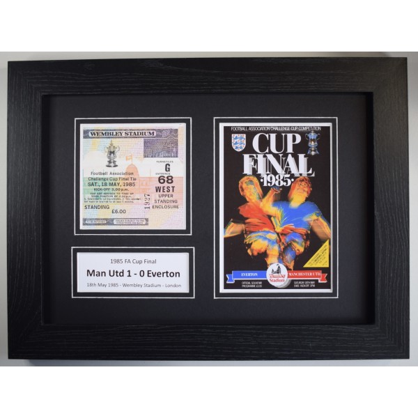 1985 FA Cup Final A4 Photo Ticket Display Football Programme Manchester United Framed Perfect Gift Memorabilia