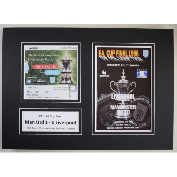 1996 FA Cup Final A4 Photo Match Ticket Display Football Programme Man Utd Gift Perfect Gift Memorabilia