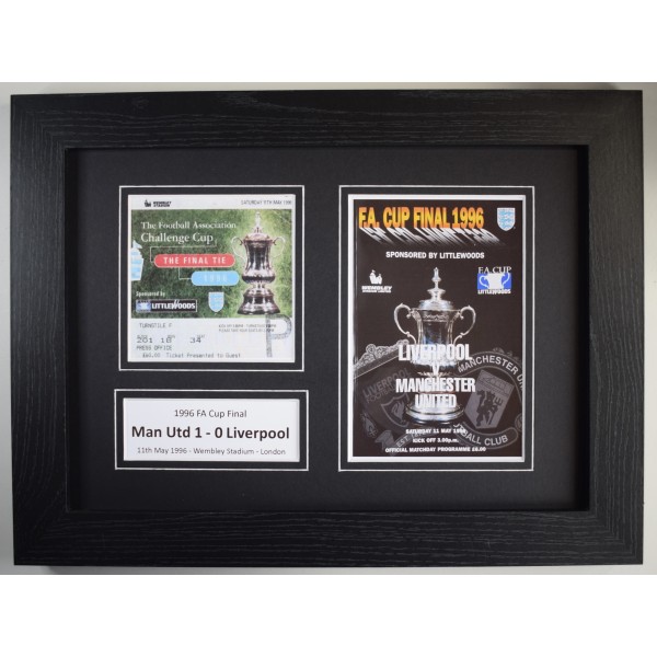 1996 FA Cup Final A4 Photo Match Ticket Display Football Programme Man Utd Gift Framed Perfect Gift Memorabilia