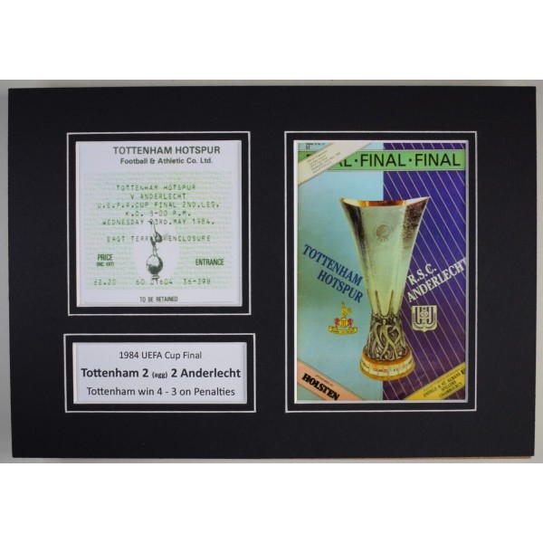 1984 UEFA Cup Final A4 Photo Ticket Display Football Programme Spurs Perfect Gift Memorabilia