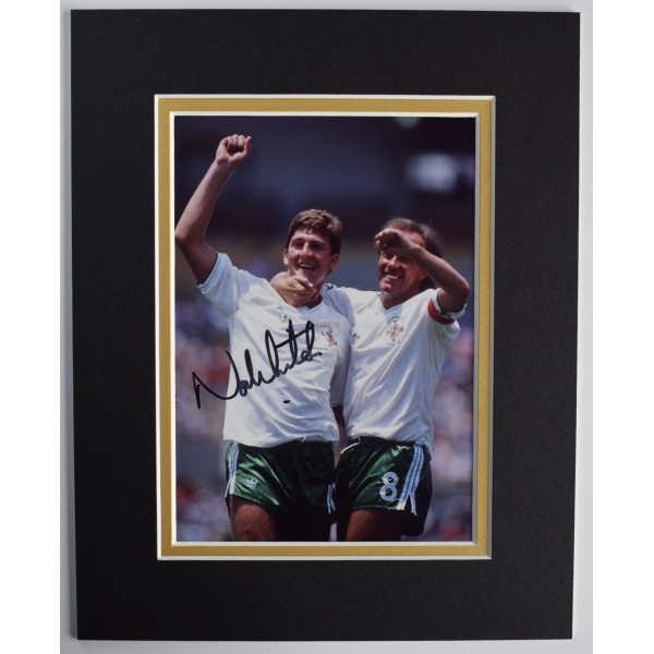 Norman Whiteside Signed Autograph 10x8 photo display Republic Ireland Football AFTAL Perfect Gift Memorabilia	