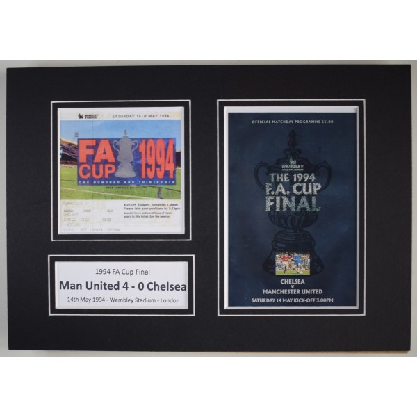 1994 FA Cup Final A4 Photo Ticket Display Football Programme Manchester United