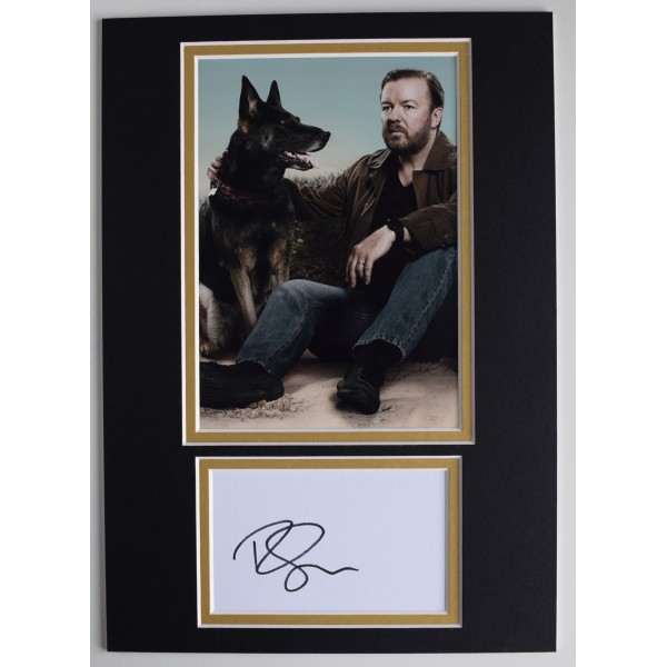 Ricky Gervais Signed Autograph A4 photo display Netflix Afterlife TV COA AFTAL Perfect Gift Memorabilia