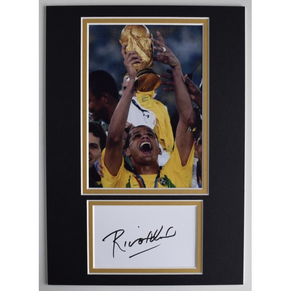 Rivaldo Signed Autograph A4 photo display Brazil World Cup 2002 Football AFTAL Perfect Gift Memorabilia		