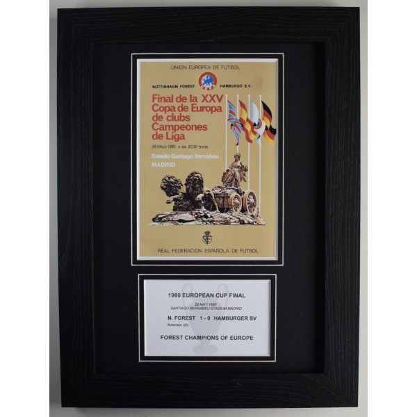 1980 European Cup Final Nottingham Forest A4 Photo Programme Display Framed Perfect Gift