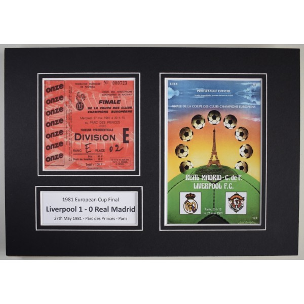 1981 European Cup Final Liverpool Football A4 Photo Programme & Ticket Display Gift Perfect Gift