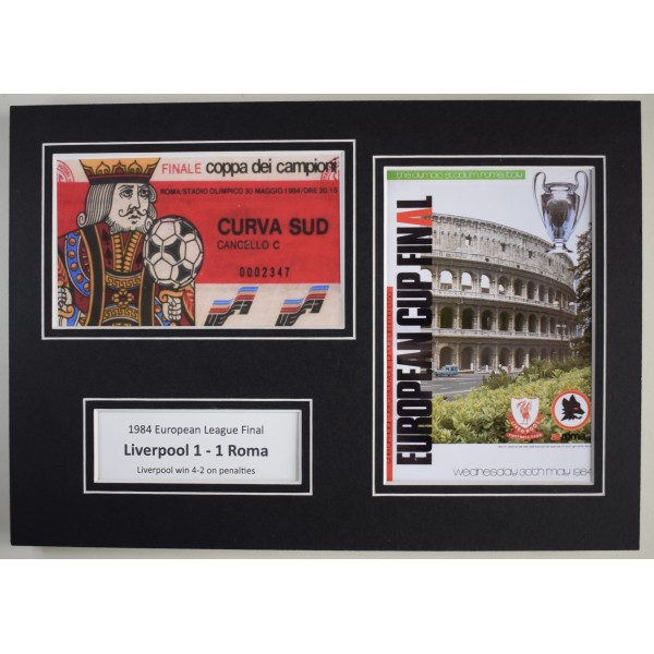 1984 European Cup Final Liverpool Football A4 Photo Programme & Ticket Display Perfect Gift