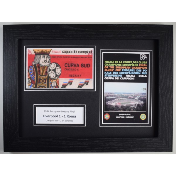 1984 European Cup Final Liverpool Football A4 Photo Programme & Ticket Display Framed Perfect Gift