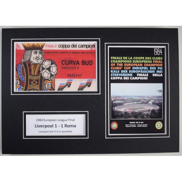 1984 European Cup Final Liverpool Football A4 Photo Programme & Ticket Display Perfect Gift