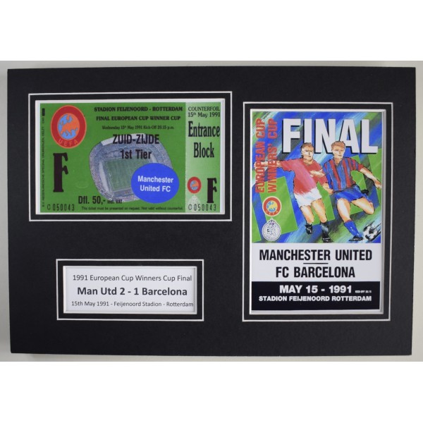 1991 ECWC Final Manchester United A4 Photo programme & Ticket Display Football Perfect Gift