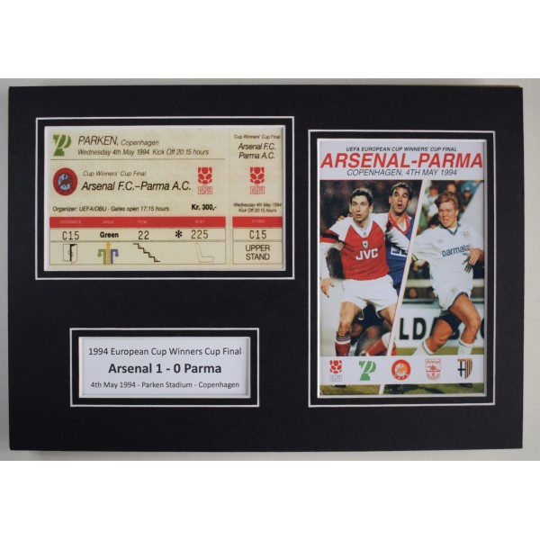 1994 ECWC Final Arsenal A4 Photo Programme & Ticket Display Football Perfect Gift